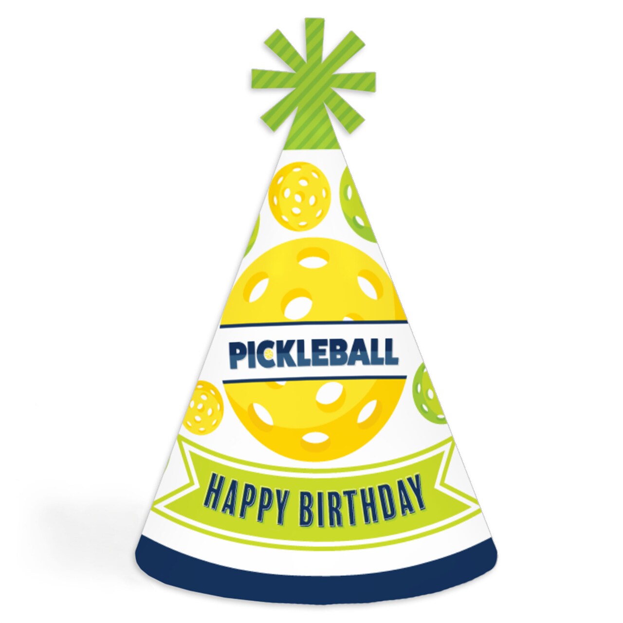 Big Dot of Happiness Let’s Rally - Pickleball - Cone Happy Birthday Party Hats for Kids and Adults - Set of 8 (Standard Size)